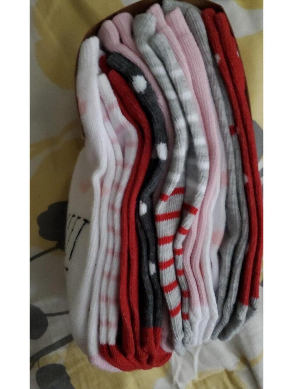 10 pair Rae Dunn ankle socks red pink white prints cute new sz 5-10